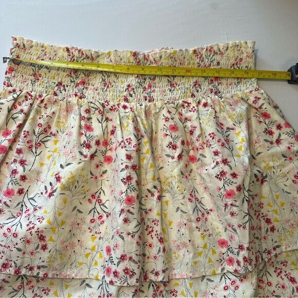 NWT Floral tiered pull on smocked beachy flared cotton skirt NEW size XL - Picture 5 of 7